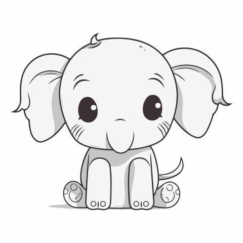 Cute cartoon elephant isolated on a white background.