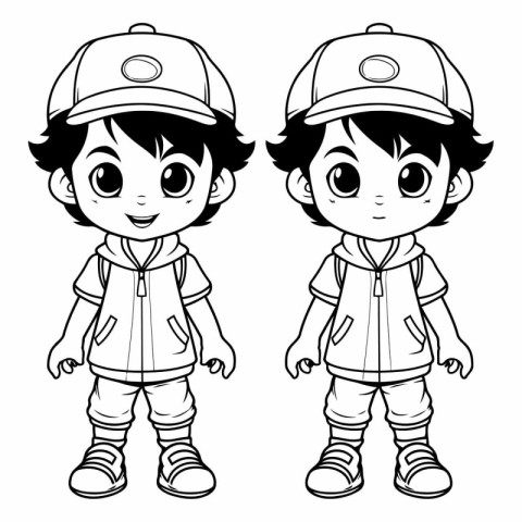 Cute boy and girl in a baseball cap.