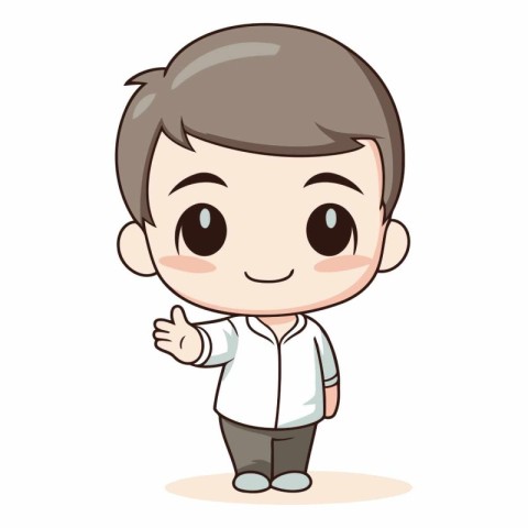 Cute Little Boy Wearing White Shirt Cartoon Character Vector Ill