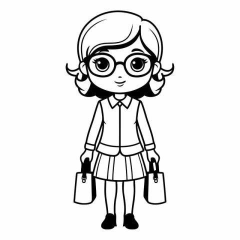 cute little girl with shopping bag vector illustration design ve