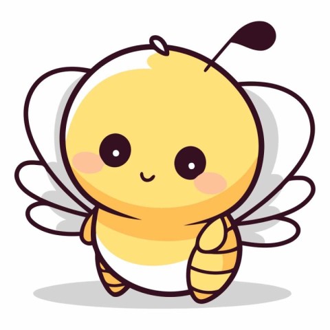 cute bee flying kawaii character vector illusration design