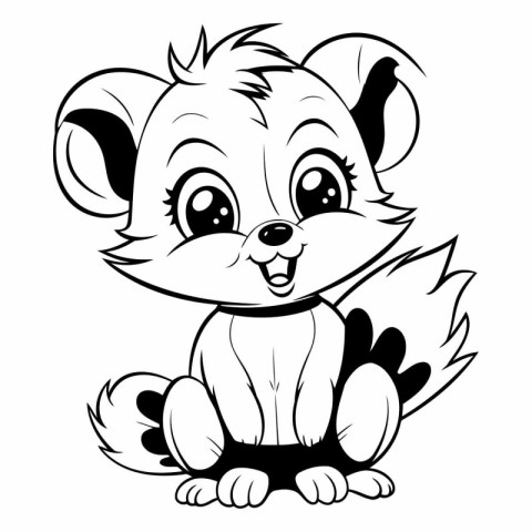 Cute cartoon hamster - black and white vector illustration for c