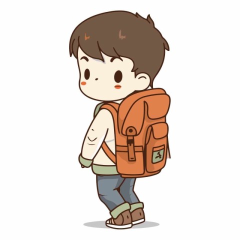 Boy going to school with backpack. Eps 10.