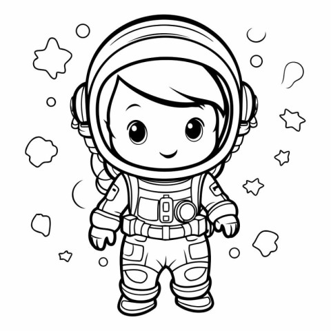 Coloring book for children: astronaut in space suit.