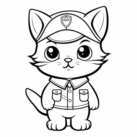 Black and White Cartoon Illustration of Cute Cat Animal Coloring