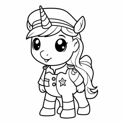 Coloring Page Outline Of Cute Little Unicorn Girl Cartoon Charac