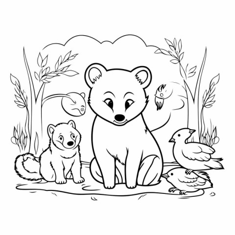 Animals in the park. Coloring book for children