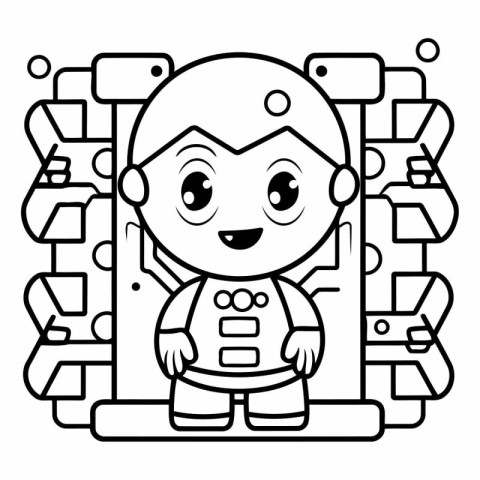 Cute astronaut in a spacesuit for coloring book