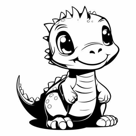 Cute baby dinosaur on white background. eps