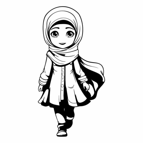 Arabic girl in hijab. Isolated on white background.