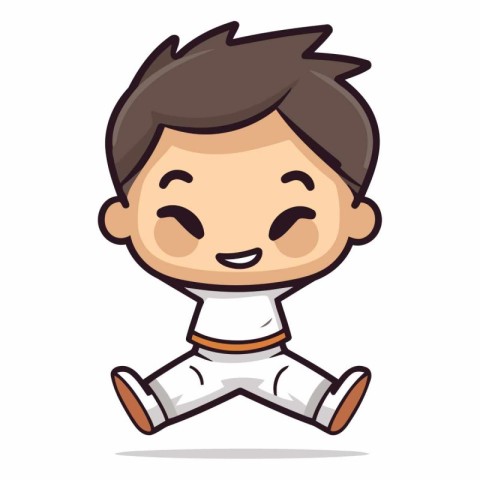 Cute Boy Jumping Cartoon Mascot Character Vector Illustration