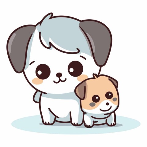 cute dog and puppy on white background eps10