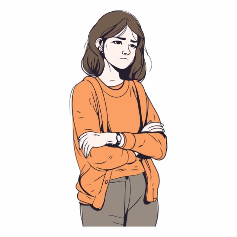 Vector illustration of a beautiful young woman in casual clothes