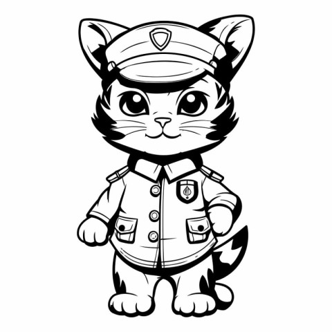 Cute cartoon cat dressed as a police officer.