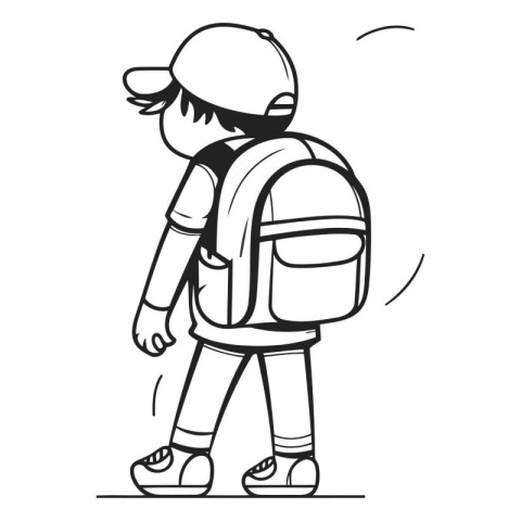 Vector illustration of a boy with a backpack. Back to school.