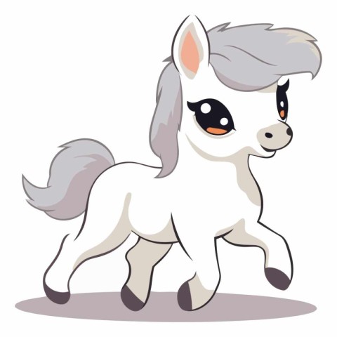 Cute cartoon pony isolated on a white background.