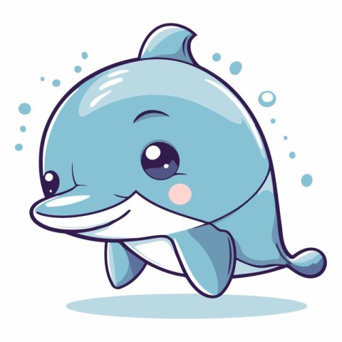 Cartoon smiling dolphin of a cute little dolphin.