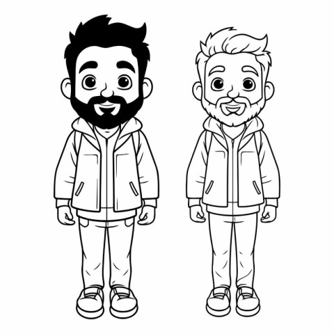 cute men with winter clothes cartoon vector illustration graphic