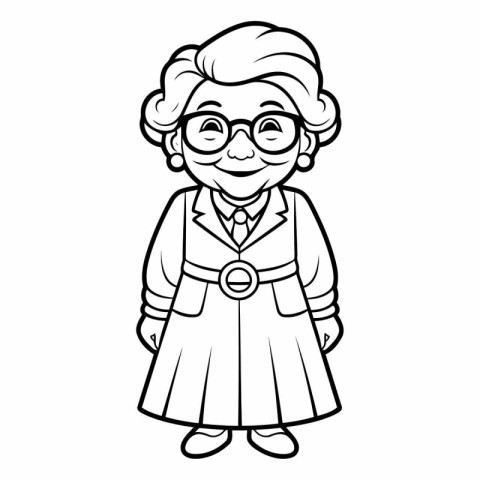 Coloring Page Outline Of Cartoon Grandmother Vector Illustration