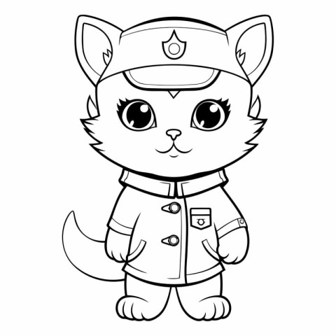 Coloring book for children: Cute cartoon cat in a pilot's cap