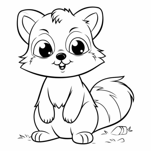 Black and White Cartoon Illustration of Cute Fox Animal Characte