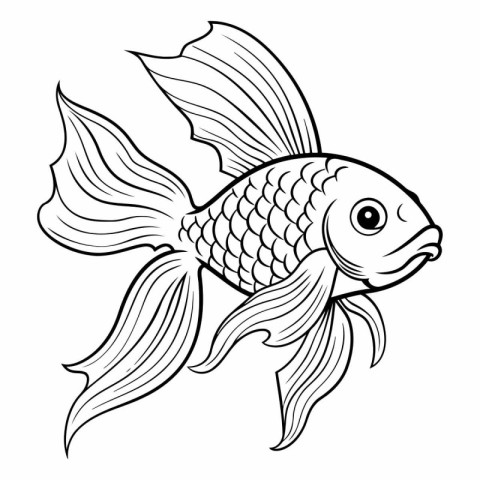 Black and White Cartoon Illustration of Goldfish Fish Animal for