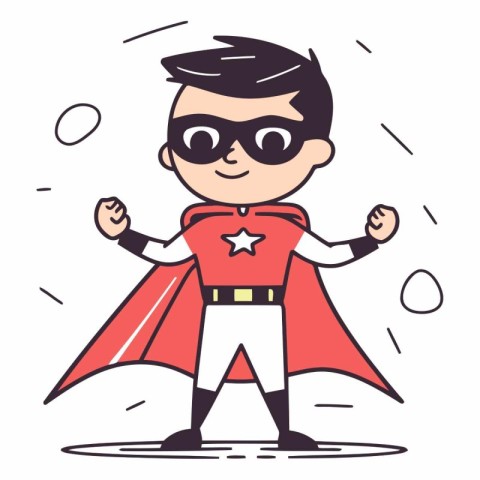 Superhero boy cartoon character in a flat style.