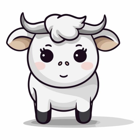 Cute cartoon cow on white background. Cute cow.