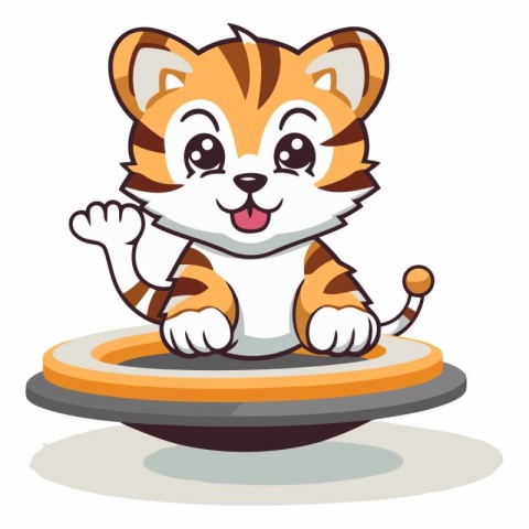 Cute little tiger character cartoon vector illustration. Cute ti