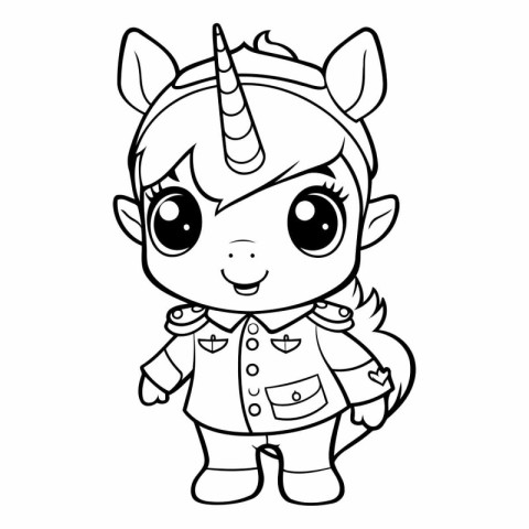 Coloring Page Outline Of Cute Unicorn Fantasy Character Vector I