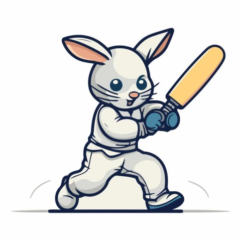 Rabbit with baseball bat of a cartoon character.