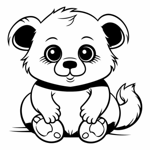 Black and White Cartoon Illustration of Cute Little Puppy Animal