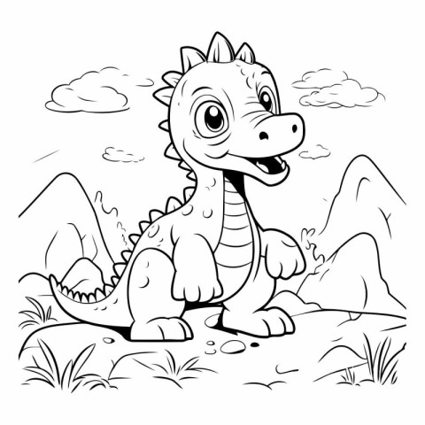 Coloring book for children: Cute dinosaur.