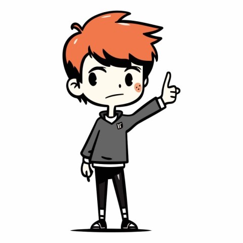 Boy with red hair in school uniform. Cartoon character.