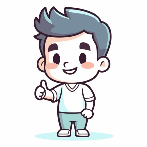 Boy Thumbs Up - Cute Cartoon Character Vector Illustration Desig