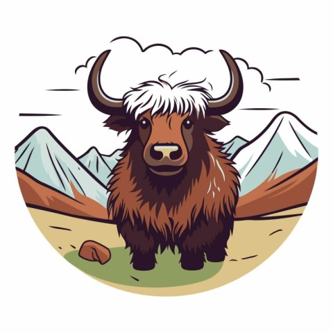 Yak in the mountains of a stylized animal.