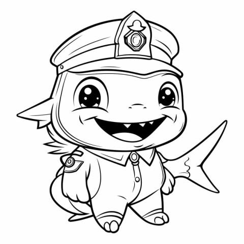 Cute Cartoon Policeman - Coloring Book - Vector Illustration