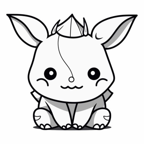 Cute cartoon rhinoceros with crown.