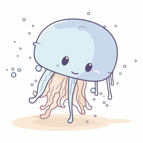 Illustration of a cute cartoon jellyfish on a white background.