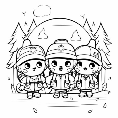 Children in scout uniform on the background of the forest