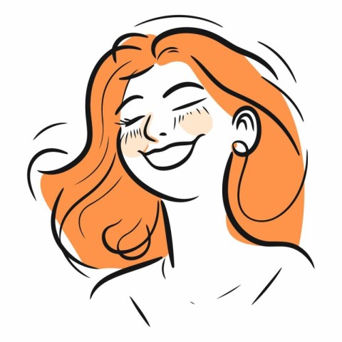 Vector illustration of a beautiful young woman with closed eyes