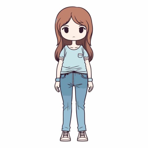 cute little girl with casual clothes vector illustration graphic