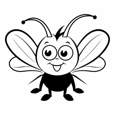 Black and White Cartoon Illustration of Funny Bee Character for