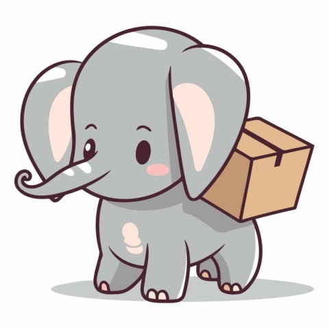 Cute elephant with a box on his back.