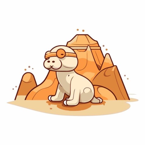 Cute cartoon sloth in the desert of a cartoon sloth.