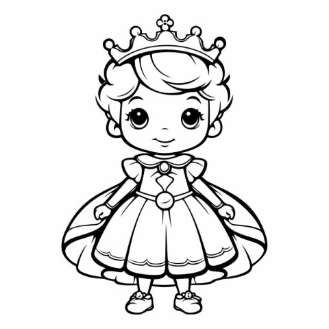 Cute little princess for coloring book or page.