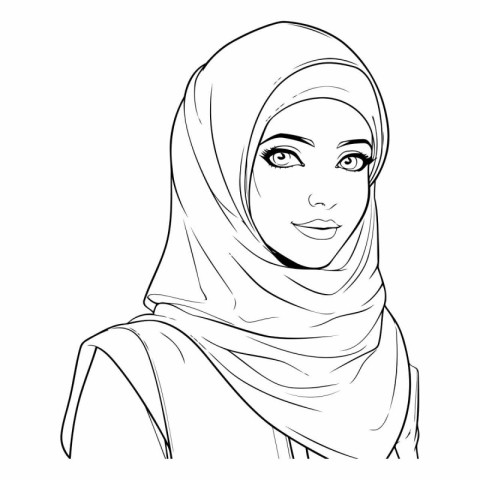 beautiful muslim woman in headscarf vector illustration sketch d