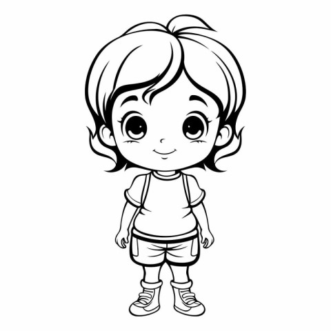 Cute little girl cartoon vector illustration graphic design vect