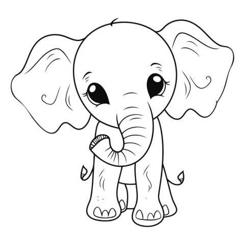 Coloring book for children: cute baby elephant.