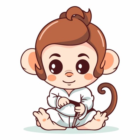 Cute little monkey with karate kata.